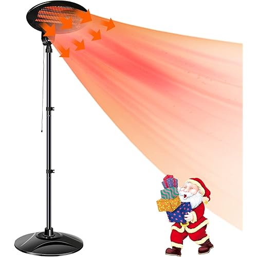 qingbizhin Outdoor Electric Patio Heater, 1500W Portable Fast Heating Electric Patio Heater, Stable Weighted Base & Tip-Over Protection, IPX4 Waterproof Infrared Heater For Outdoor/Indoor Use