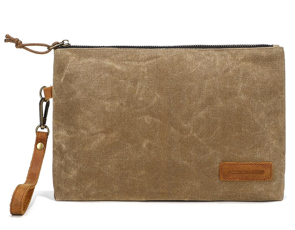 YY GEWETAO Toiletry Bag for Men, Waxed Canvas Travel Toiletry Organizer With Genuine Leather Strap Dopp Kit Water-resistant Shaving Bag for Toiletries Accessories