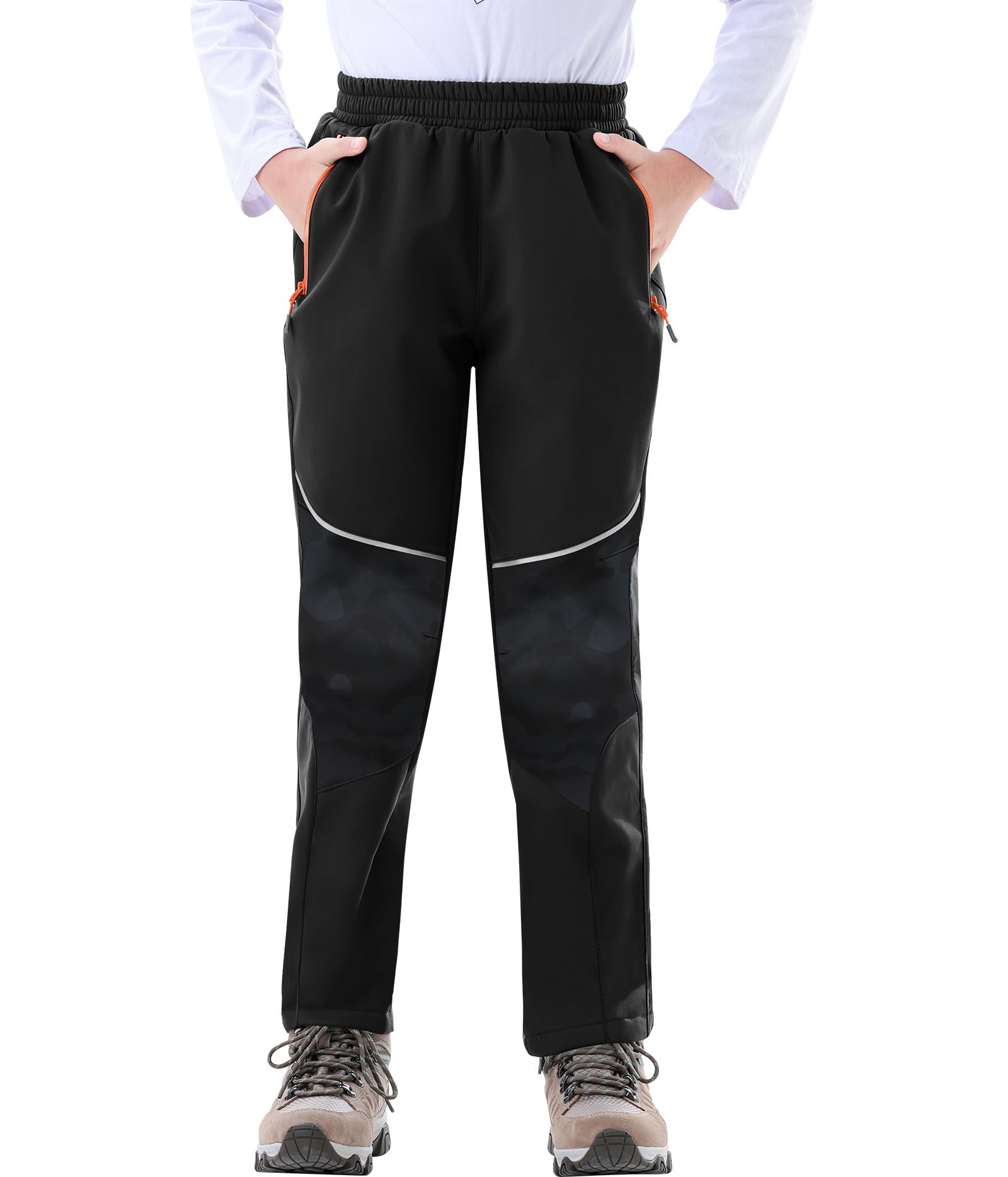 Zoofly Pantalon de Ski Enfant Imperméable Softshell Doublé Polaire Chaude