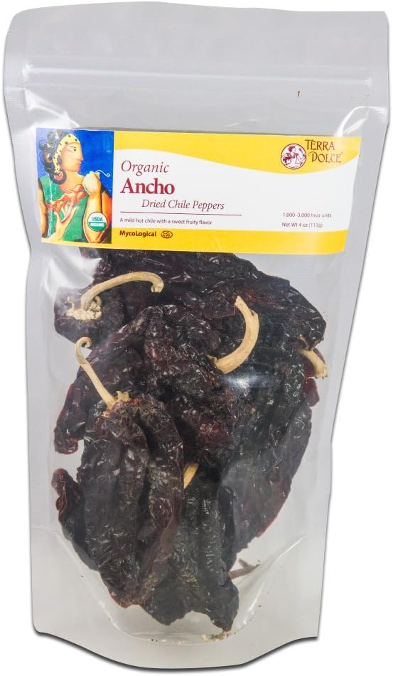 Terra Dolce, Dried Organic Ancho Chilies, 4 oz.