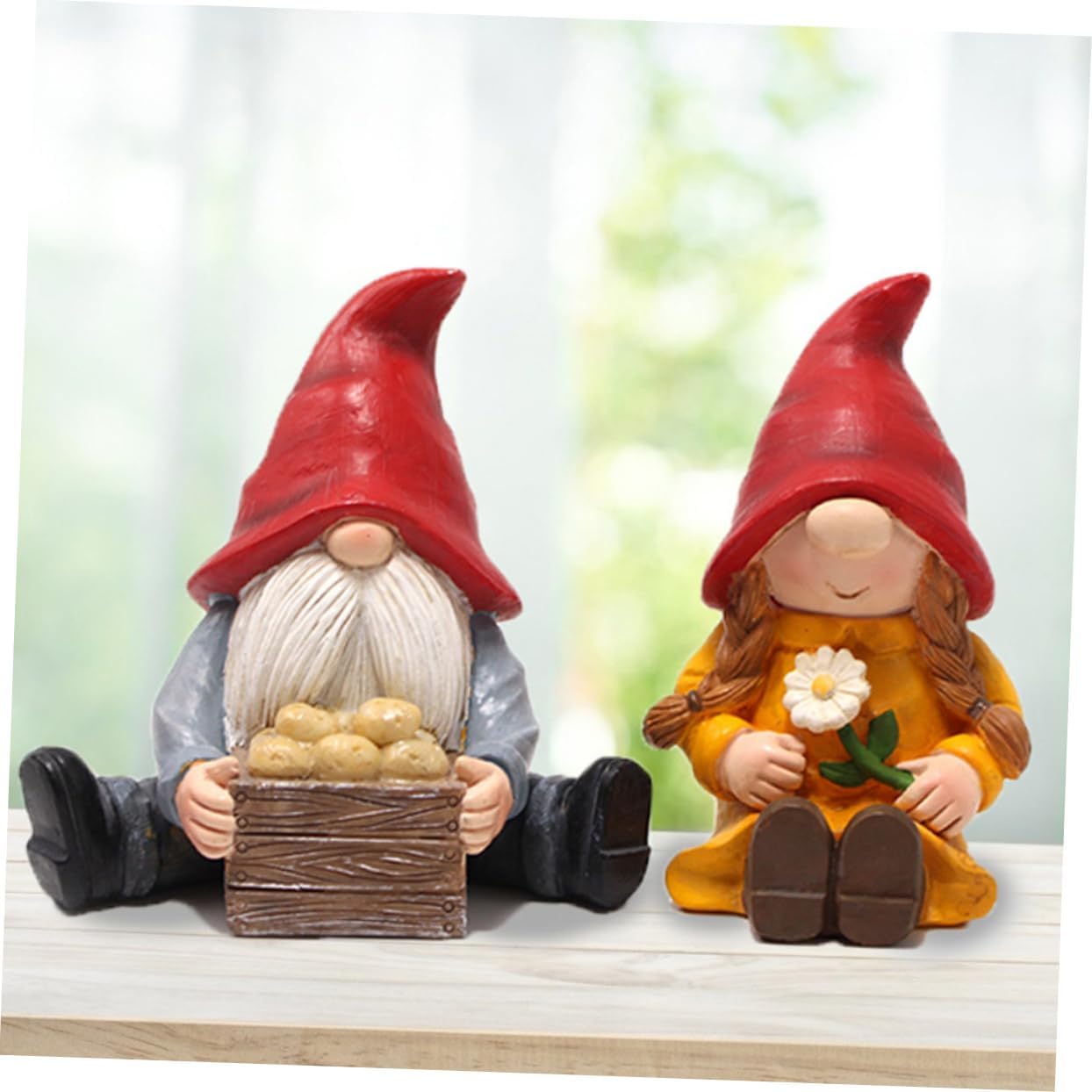 Abaodam 2pcs Garden Gnome Figurines Couple Ornaments for Outdoor Decor for Garden Lawn Patio and Holiday Gifting