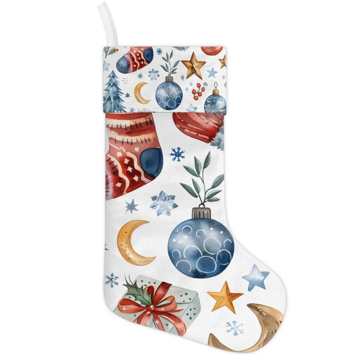 Christmas Stockings, 17.7in Christmas Star Socks Xmas Stocking Gift Treat Bags Xmas Stocking Hanging Ornaments for Xmas Party Gift Filler Fireplace Christmas Tree Decoration