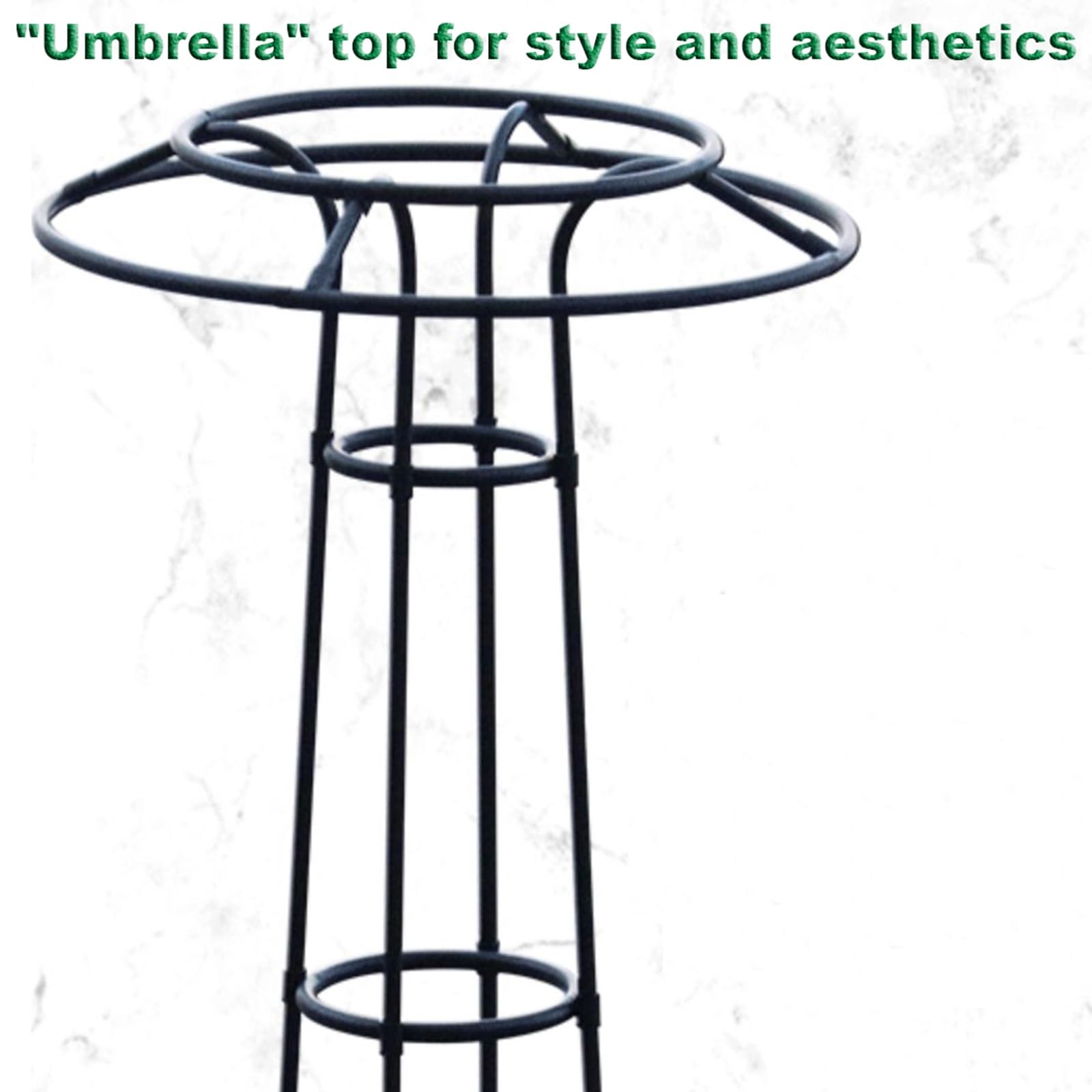 Garten-Obelisk-Spalier aus Metall, 145 cm, Pflanzenstütze für Kletterpflanzen, Rosen, Clematis und Jasmin, Blumenständer, Schirmspalier für Gartendekoration im Freien