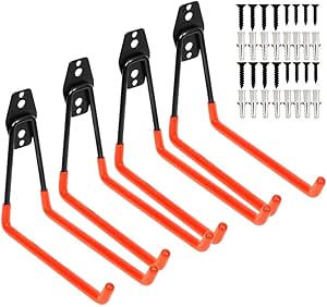 Lot De 4 Crochets Muraux Géants à Visser - Charge 45kg - Pour Kayak, échelle, Vélo, Outils - Acier Robuste