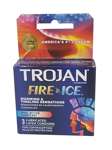 Trojan Fire and Ice Condoms, 3 Count (Pack of 12)