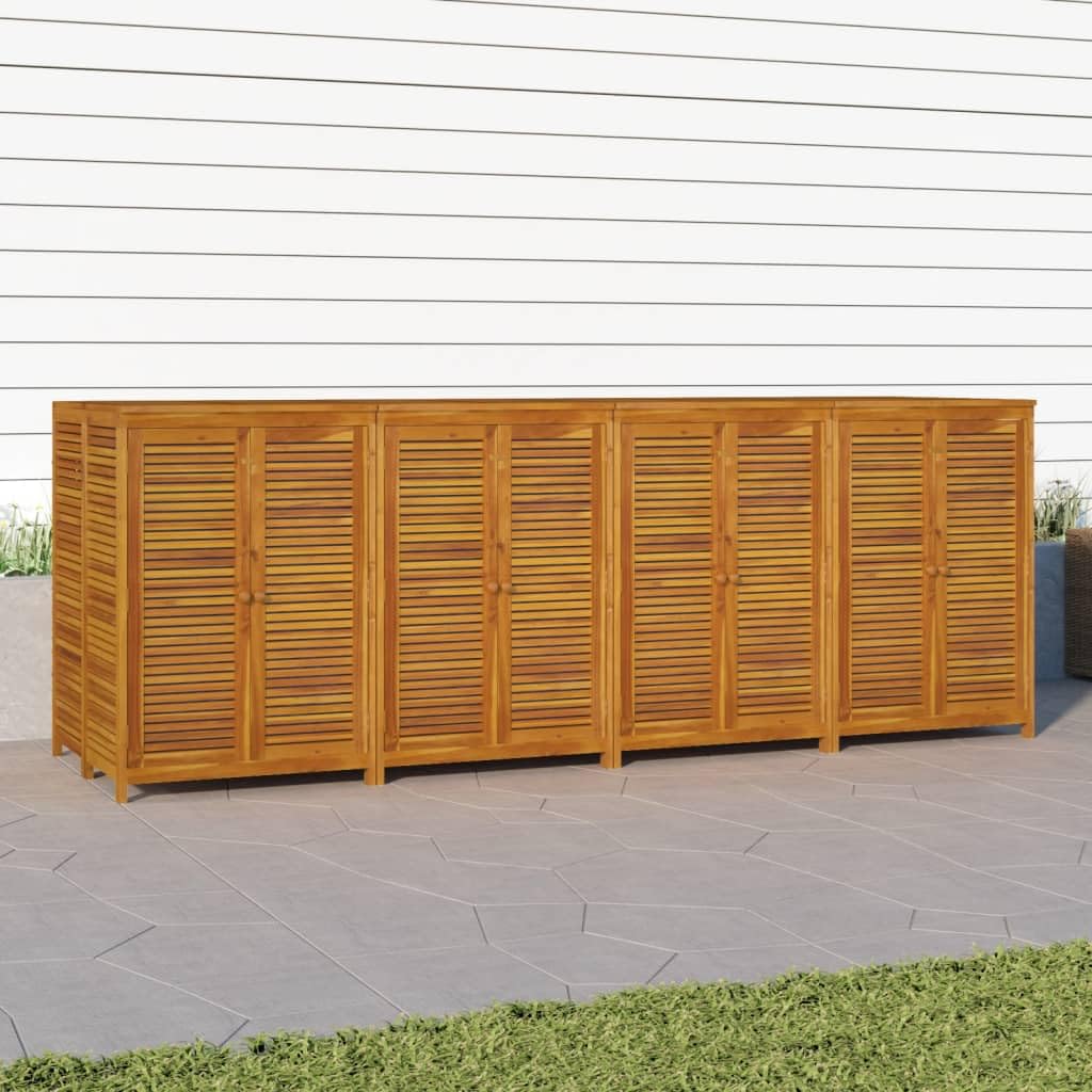 Gartenbox aus Massivholz Akazie 280x87x104 cm mit wasserfesten Innenbeuteln und Türen für Stauraum Aufbewahrungslösung dekorative Ergänzung Wohnraum robust langlebig
