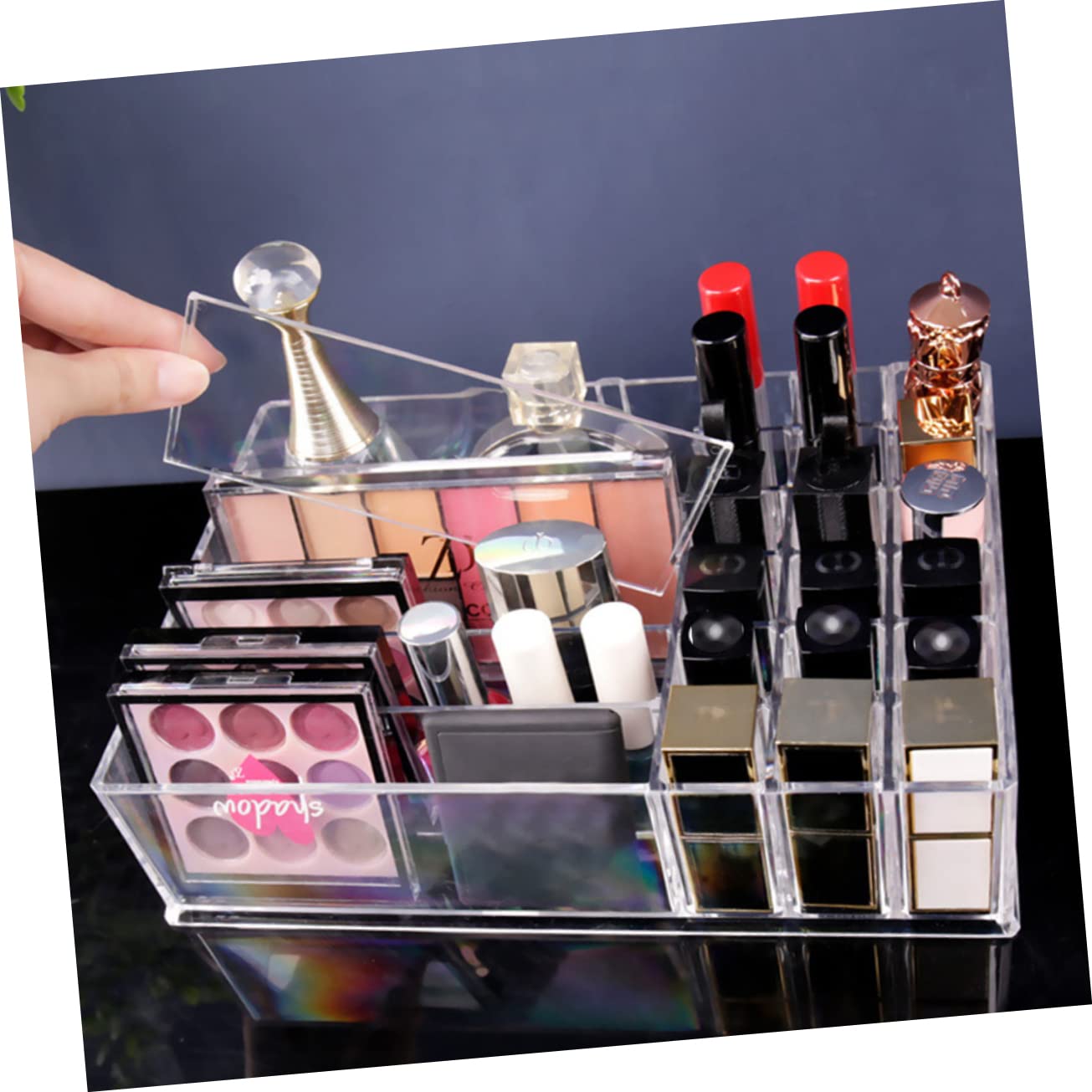 Organisateur Cosmétique Rotatif en PS Transparent Design Clair, Support de Rangement Maquillage pour Maison et Boutique, Présentoir Compact pour Produits de Beauté