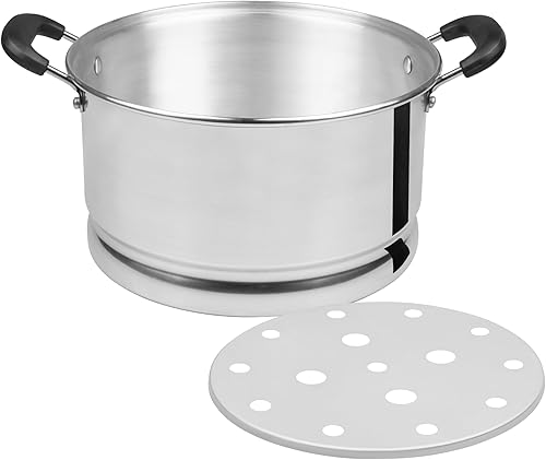 Miniatura 7 de Vasconia Olla de vapor de 10 cuartos con bandeja y tapa de vidrio, olla grande de aluminio para freír tamales, utensilios de cocina duraderos con