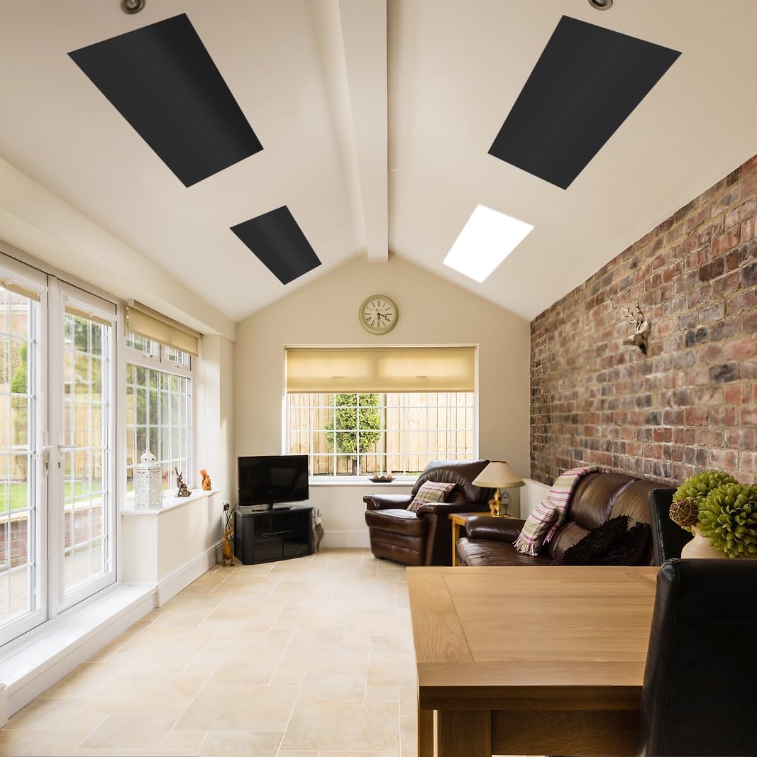 2 Pcs Fluorescent Light Covers, 4 x 2 Feet Magnetic Light Covers for Ceiling Lights Shade Panel, Drop Ceiling Light Filters Covers for Office Classroom School Home, Polyester Fabric Material, Black