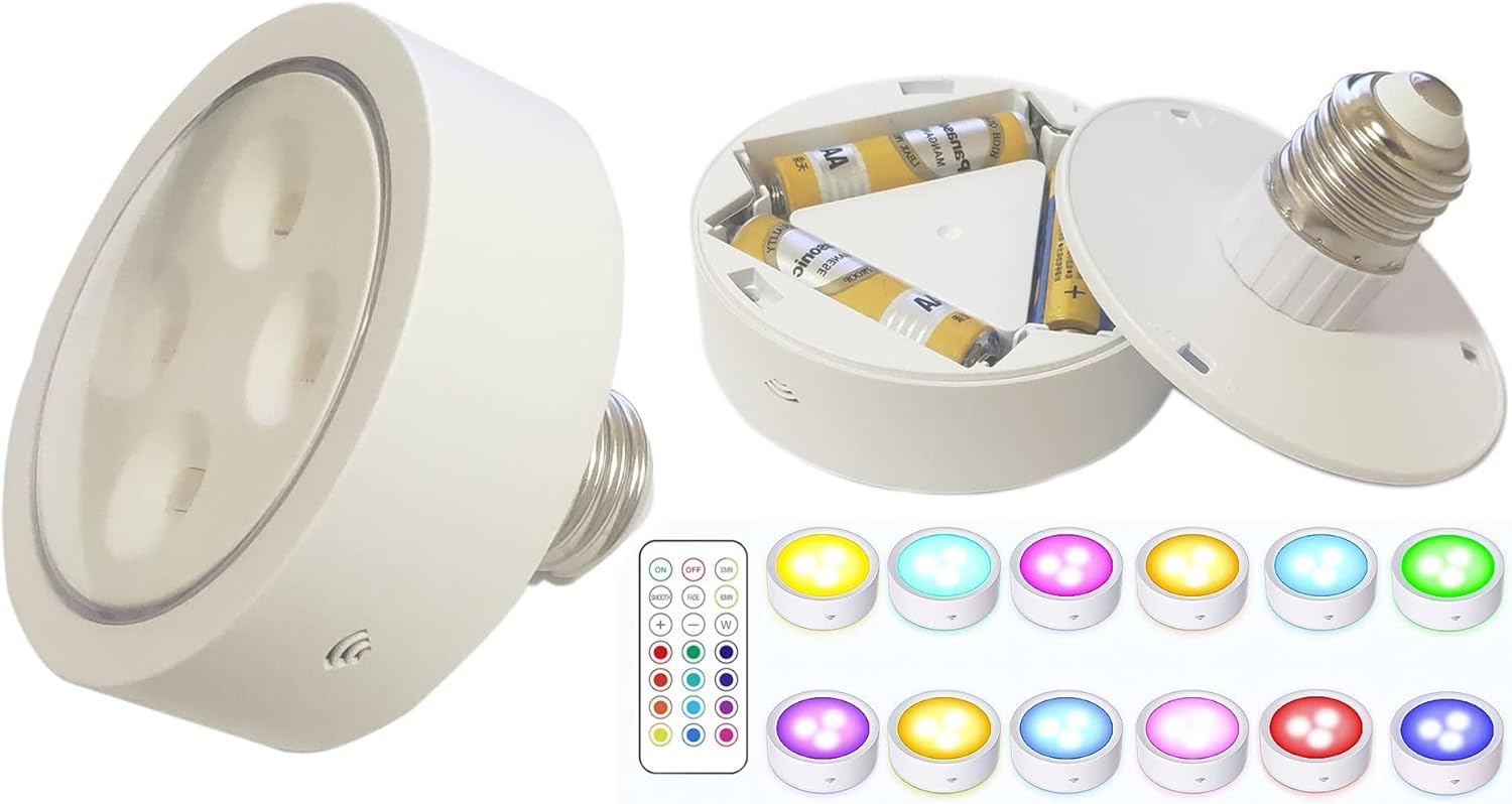 REQ Battery Operated Led Light Bulb with Remote,RGBW Color Changing