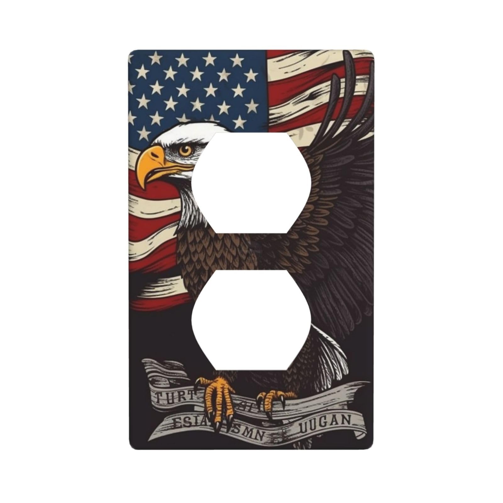 USA Patriotic Eagle with American Flag Wall Plate, Duplex Outlet Cover 1-Gang Decorative Light Switch Covers, Unbreakable Polycarbonate Faceplates Electrical Receptacle Plug Covers, Screws Included