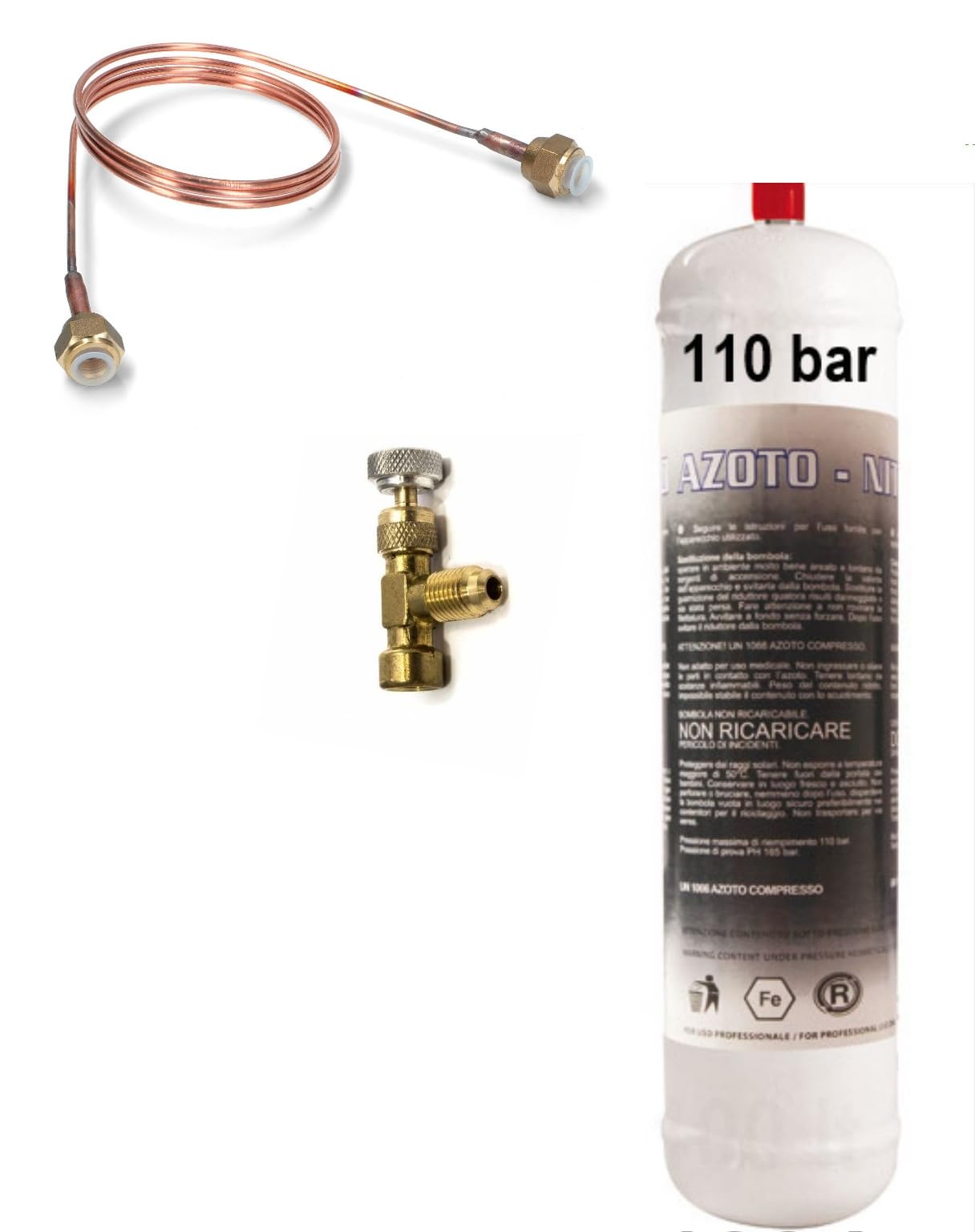 Kit Azoto GASFRIGO Per Condizionatori - Bombola 2.2lt, Riduttore, Tubo Frusta