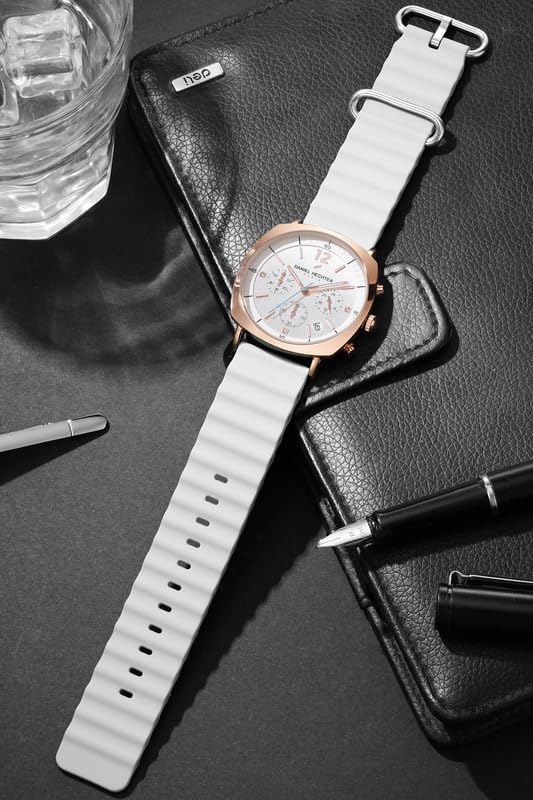 Image of Daniel Hechter Paris Cluny Collection Multifunction Watch for Men with Round Dial, Date Display Function, Quartz Movement and Wavy Pattern Silicon Strap - DHM1019