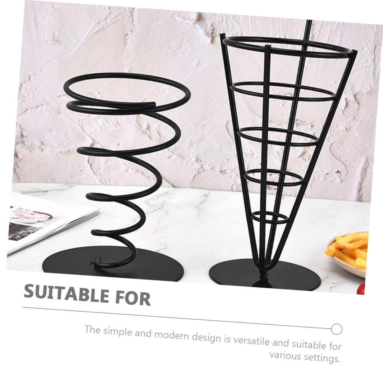 VINTORKY Elegant French Fries Holder Fries Display Snack Stand Appetizer Serving Racks Easy to Clean Stainless Steel