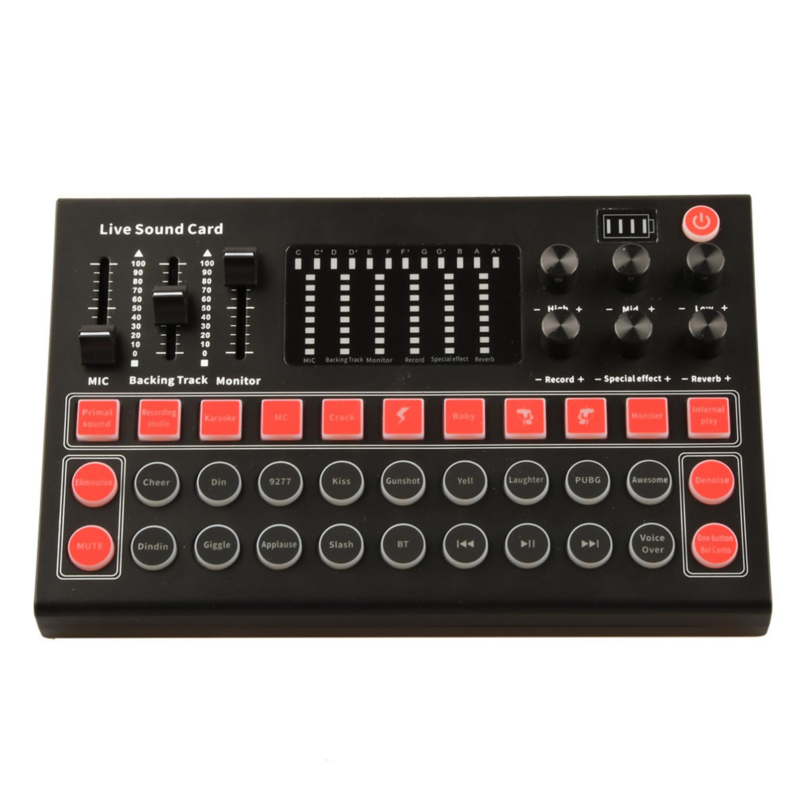 Attrezzatura per trasmissione dal vivo, mixer DJ con interfaccia audio all-in-one, mixer con connettore per microfono da 3,5 mm per audio trasmesso, (Rosso)