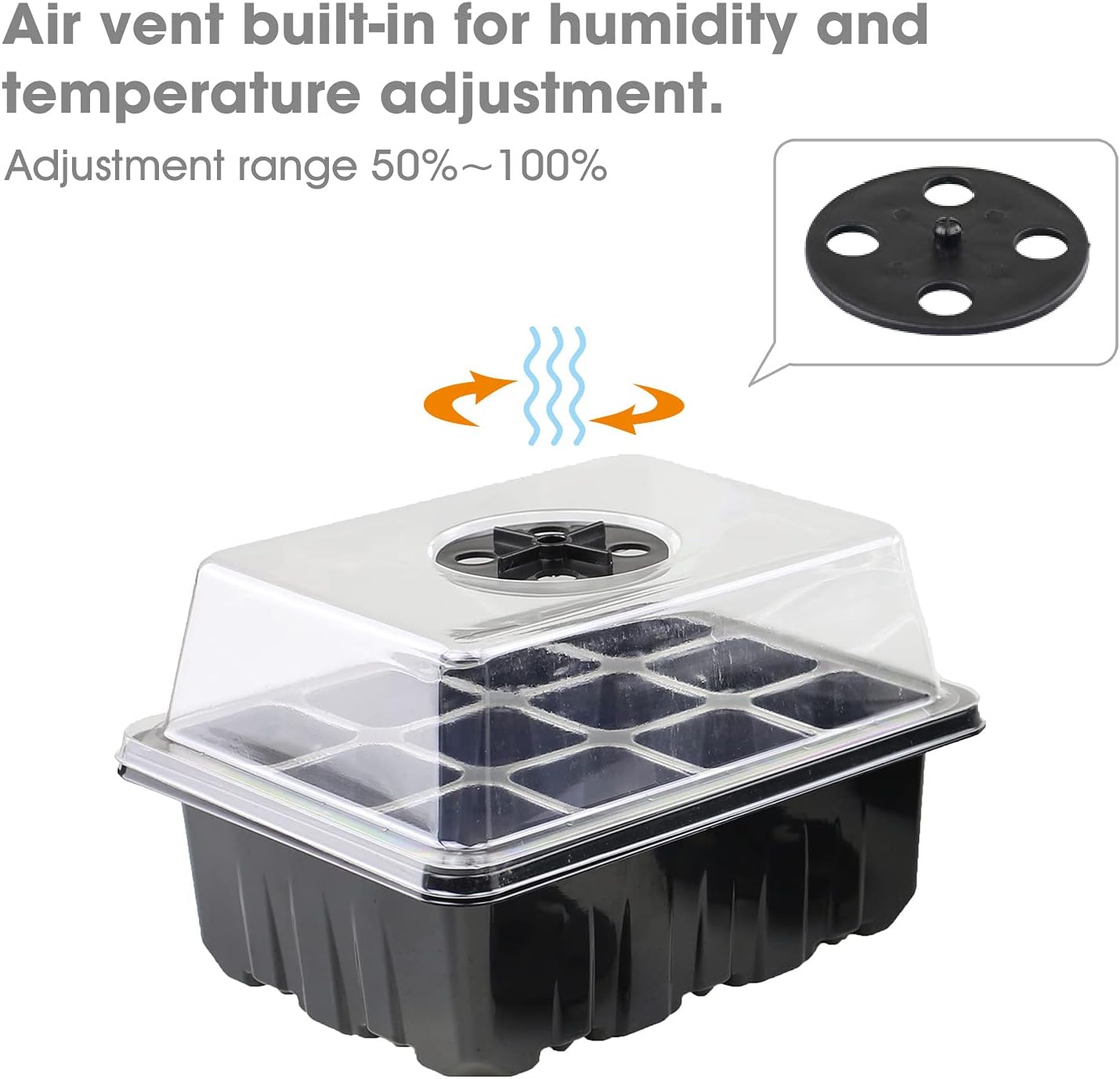 Sunbroaden 9 Packs Seed Starter Tray, Seed Starter Kit with Humidity Dome, Durable Seed Starting Trays, Plant Starter Trays Indoor for Seedlings (12 Cells per Tray)