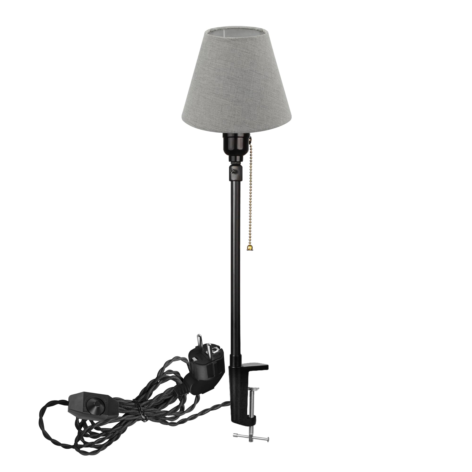 Modern Klemmleuchte,1 Packung Leselampe mit 2,5 m Kabel, Dimmbar Graue Nachttischlampe,Augenpflege Schreibtischlampe für Heimgebrauch Büro, E27 Lampenhalterung - DZ0031