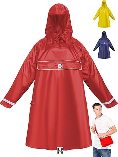 Poncho de lluvia para bicicleta eléctrica con mangas, Ropa Impermeable para bicicleta y bicicleta eléctrica, para cascos, para hombre y mujer, color rojo, XXL