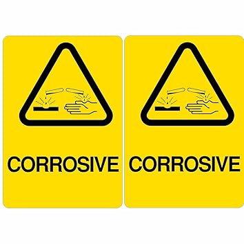 CVANU Corrosive Safety Sign Sticker Self Adhesive PVC Vinyl (Pack of 5)