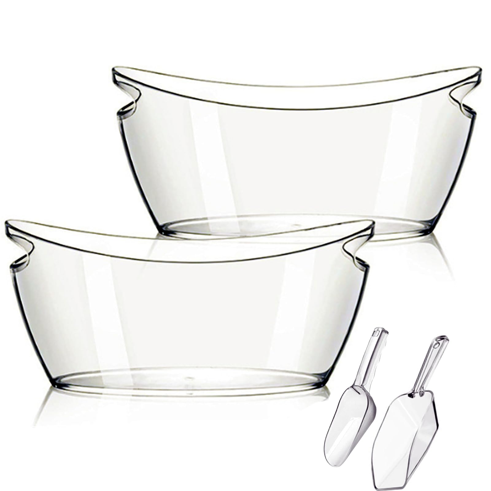 Ice Bucket, 2 PCS 5.5L Acrylic Ice Buckets, Large Beverage Tub for Parties, Mimosa Bar Supplies Beverage Tub and Scoops for Champagne Beer Sparkling