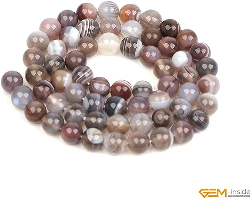 Miniatura 567 de GEM-Inside - Cuentas sueltas de piedra de lava negra natural de 0.315 in para hacer joyas, 15 pulgadas Cordierita de grado A