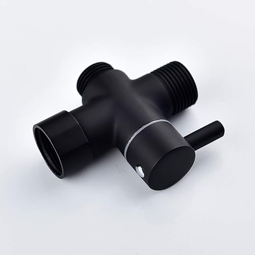 Miniatura 6 de Válvula en T de 78 "Válvula desviadora de inodoro de 3 vías Adaptador de bidé de latón con apagado para rociador de inodoro de mano, negro, DSF006B