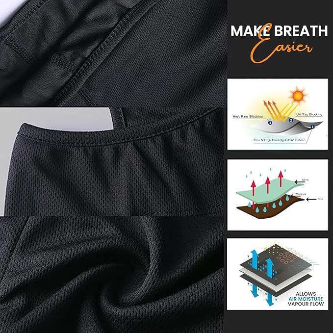 Image of MIKANIX Unisex Full Face Mask | Balaclava Black + Hand Protective Syntetic Arm Sleeve for Bikers Riders, Cyclists and Outdoor Workers to Protect from Dust and UV Rays