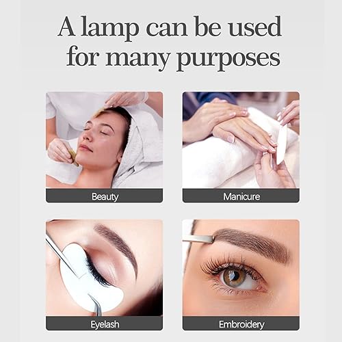 Miniatura 5 de ASHATA Lámpara de escritorio de uñas de 22 pulgadas y 30 W, diseño de media luna con diamantes de imitación, LED de 3000 K-6000 K, atenuación