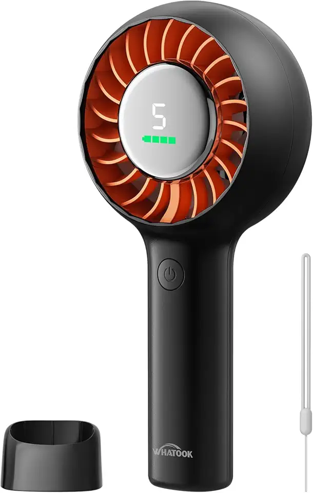 WHATOOK Ventilateur manuel : ventilateur portable avec flux d'air grand angle, batterie 30