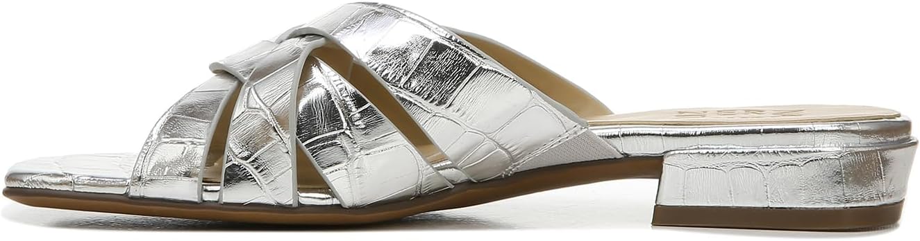 Naturalizer Womens Ashford Slide Sandal Silver 8.5 W