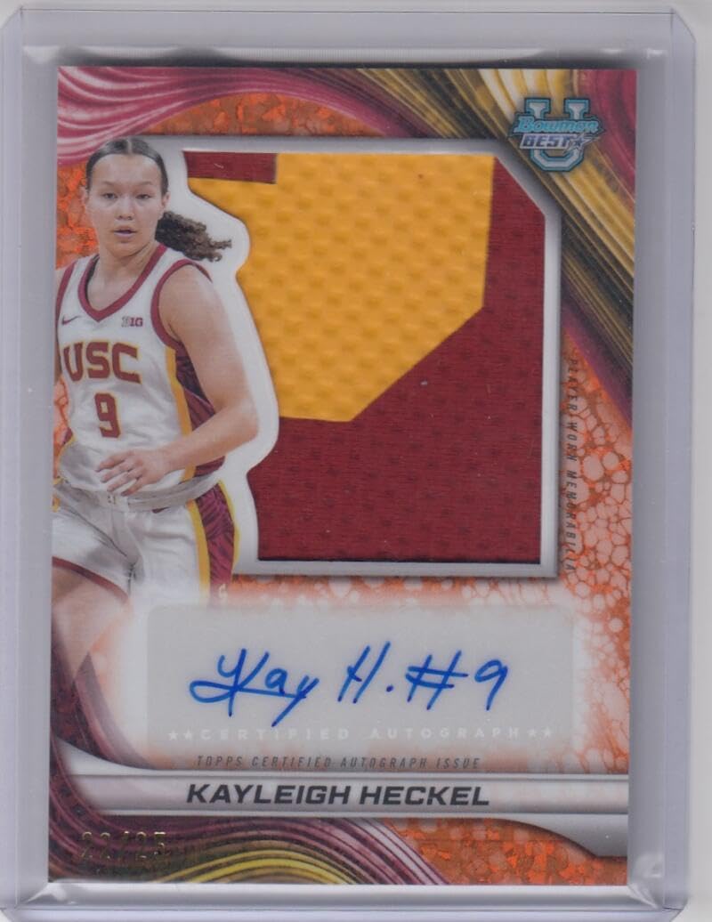 Basketball Trading Card 2024-25 Bowman University Best Basketball Prospect Jumbo Relic Autographs Orange Geometric #PJRA-KH Kayleigh Heckel EX/NM MEM Auto