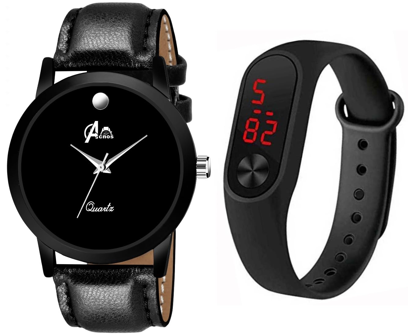 A Full Black Leather Watch with M2 Digital for Mens and Watch for Boy Pack of 2 (B09H3DMWJ1) Amazon Price History, Amazon Price Tracker