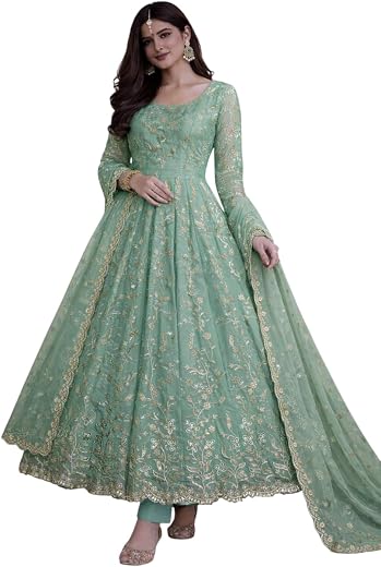 Women Beautiful Designer Gown and Pant and Dupatta for Women Fandy Silk | Full Sleeve Ethnic Gown | Embroidery & Sequin Work