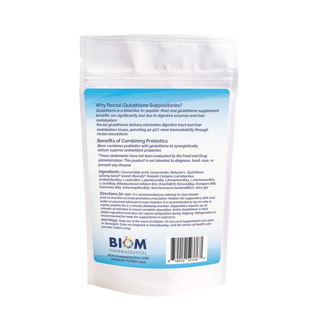 Amazon.com: High Potency 500mg Reduced L-Glutathione (Setria Brand) +  Probiotic Suppository. Maximum Bioavailable Glutathione Formulation with  Powerful Antioxidant Properties. : Health & Household