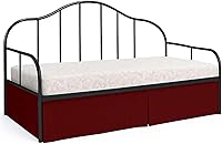 Vista 1 de Falda de cama plisada para sofá cama, falda de día individual color burdeos, caída de 12 pulgadas, 100% microfibra, falda de cama para sofá cama