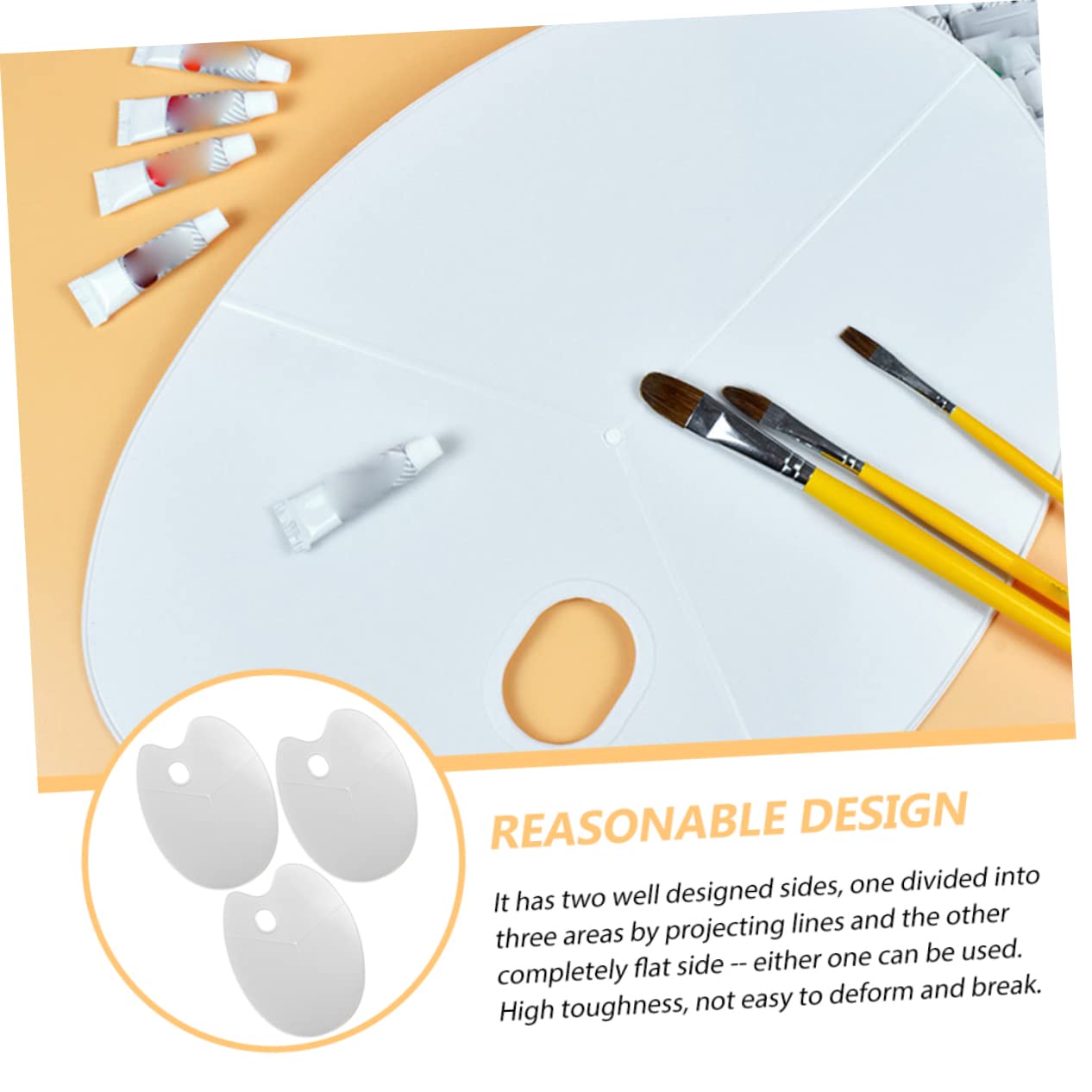 HOMSFOU 3Pcs Gouache Tray Durable Oval Pigment Holder for Oil Painting Easy Clean Non Penetrative Design for Home Supplies and Art Projects