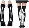 SIBOSUN Halloween Womens Skeleton Fingerless Gloves & Stockings Party Mardi Gras Carnival