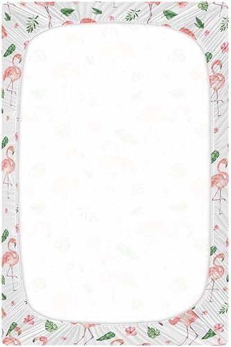 Miniatura 2 de Burbuja Flamingos Sábana bajera para cuna para niños y niñas, sábana bajera ajustable para cuna de 28 x 52 pulgadas para colchones estándar de cuna