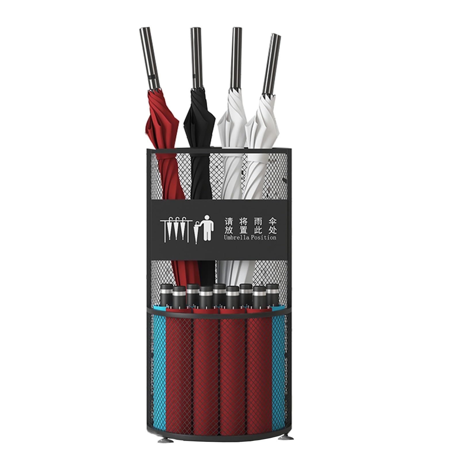 Porte-parapluies en maille métallique noire 55x26 cm pour couloir