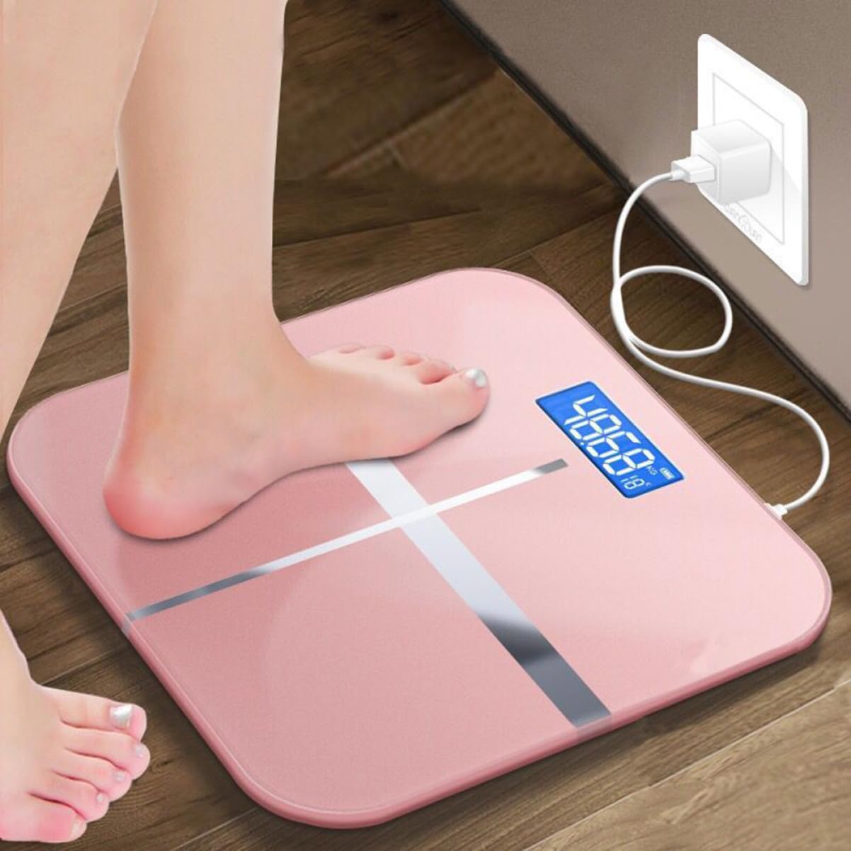 Bilancia Digitale Ricaricabile USB Display Grande in Vetro Temperato Design Unico per Uso Domestico e Controllo Peso Corporeo