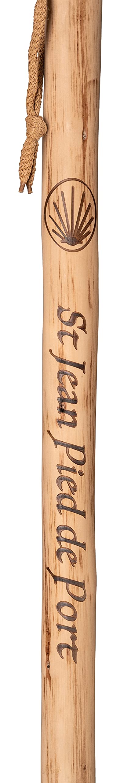Bastone da trekking personalizzato in legno leggero e resistente, con corda di fissaggio e punta in metallo 125 cm