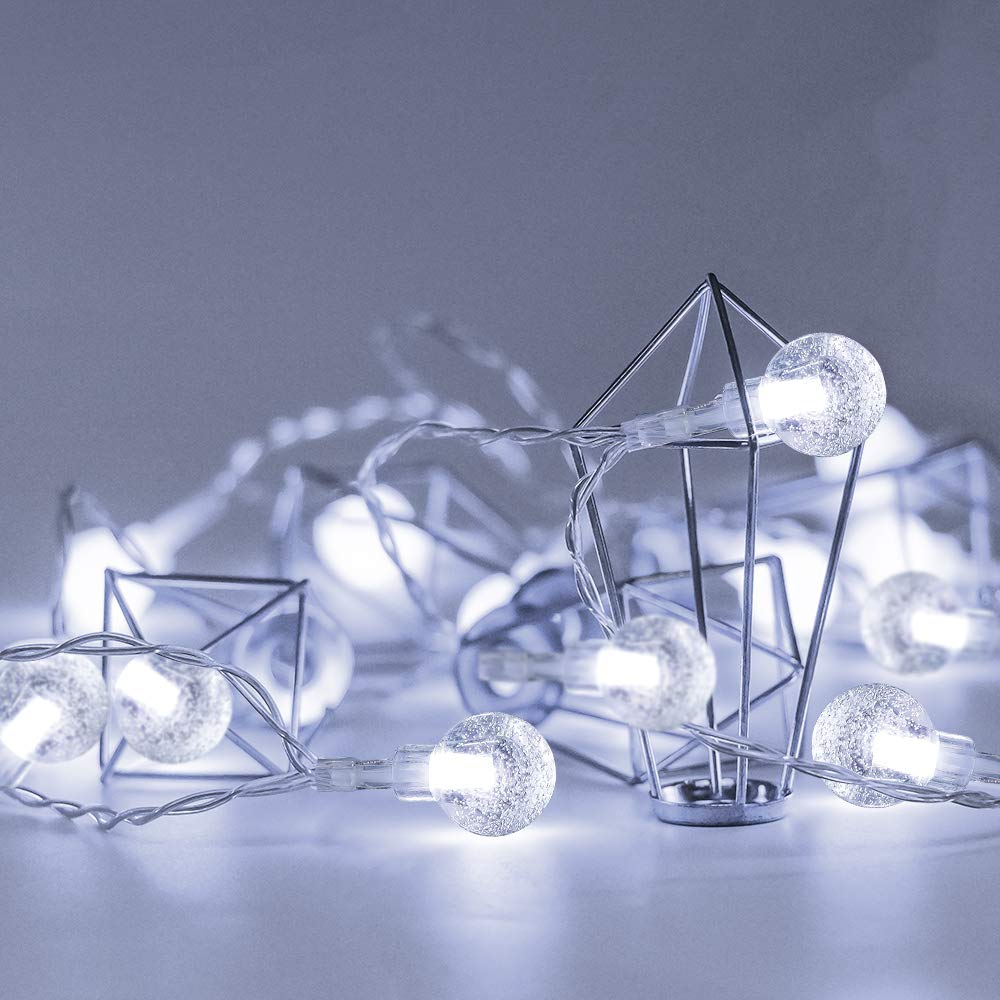 Globe Lichterkette, batteriebetrieben, 2 Stück, 60 LEDs, kaltweiß, wasserdicht, mit Fernbedienung, für Zuhause, Terrasse, Party, Weihnachten, Gartendekoration