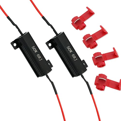 2 resistencias de carga de 50 W y 6 ohmios para bombilla LED Fix Fast Hyper Flash Turn Signal Blink Código de error (negro)
