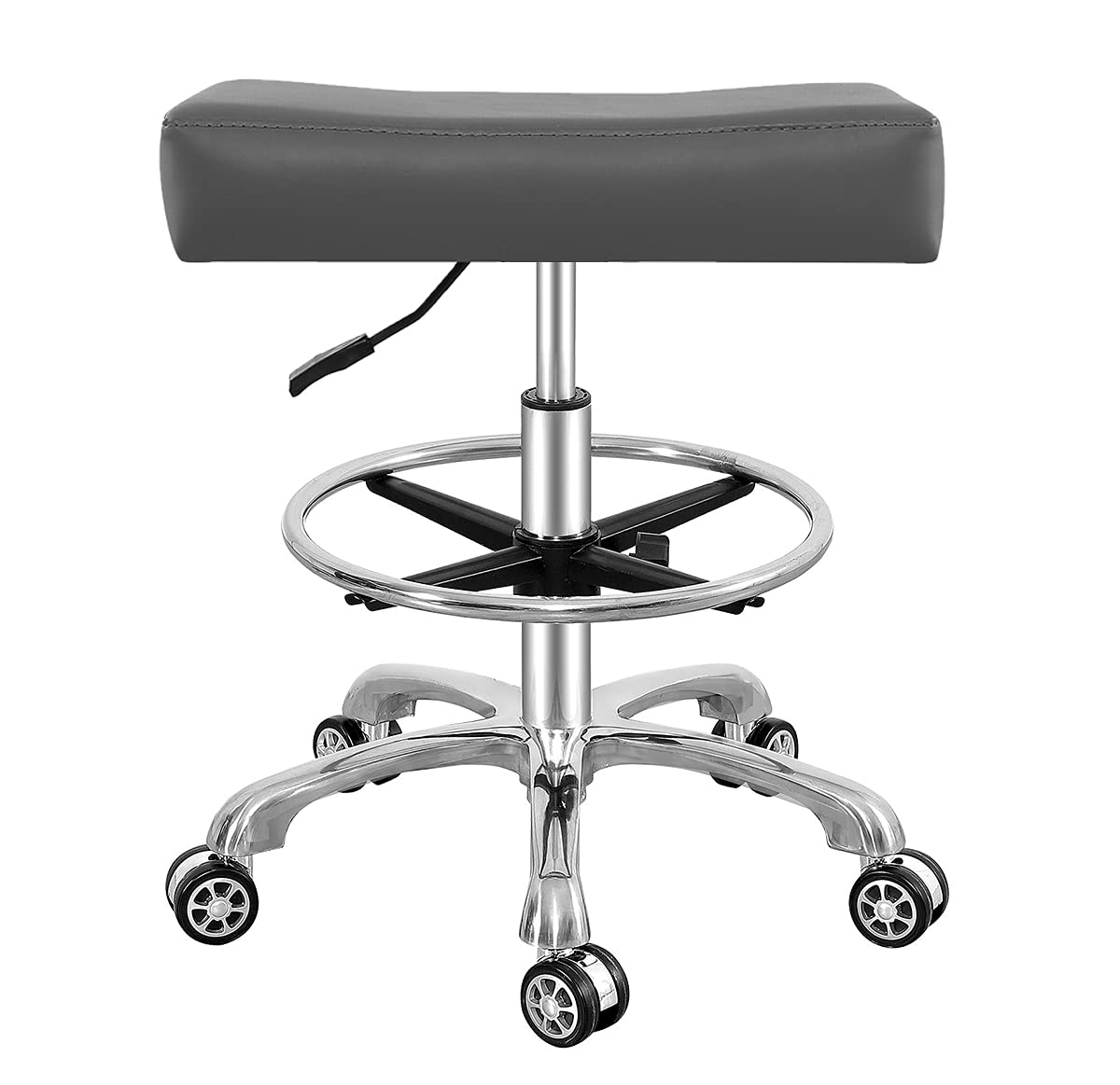 Photo 1 of Antlu Adjustable Rolling Swivel Stool Chair for Massage Office Tattoo Kitchen, Work Stool with Wheels (Grey, with Foot Ring) Grey with foot ring