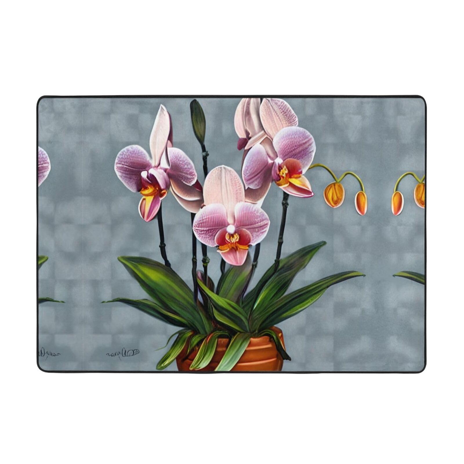 Tapis orchidées florales anti-glisse et doux pour sécuriser les bureaux