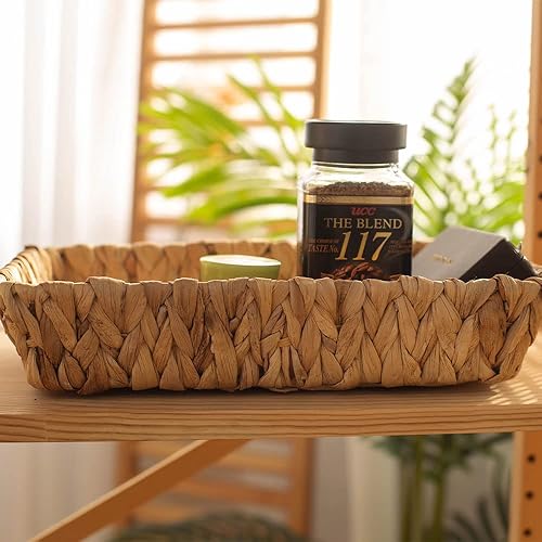 Miniatura 7 de Bandeja de frutas, contenedores de almacenamiento de tejido de hierba para frutas o té, artes y manualidades (Rectángulo-C-1 unidad)