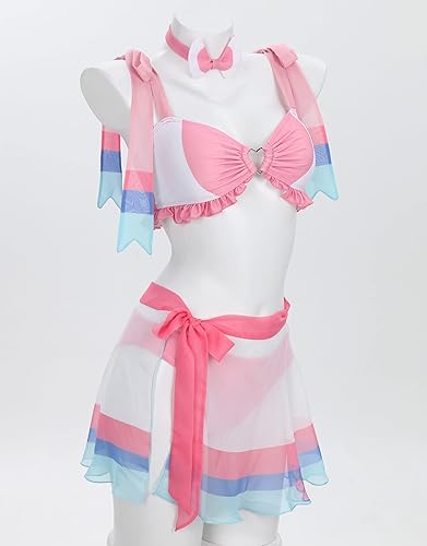 Miniatura 4 de haikyuu Conjunto de bikini derivado de anime para mujer con falda envolvente, traje de baño Kawaii con cordones, traje de baño de dos piezas