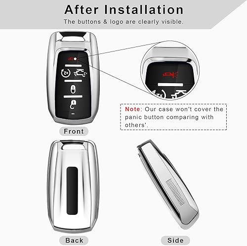 Miniatura 2 de QBUC Funda para llavero RAM con clip para llavero, funda de TPU suave compatible con Dodge Ram 1500 2500 3500 4500 5500 2020 2021 2022 Accesorios de