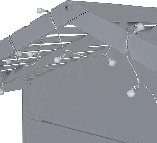 Miniatura 60 de RUNNA Marco de cama de madera de tamaño matrimonial con valla, para niños, adolescentes, niñas, niños, (Natural-Thinck 4col) Natural-Thinck