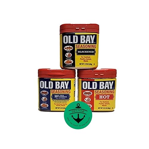 Miniatura 1 de Old Bay - Paquete de condimentos - 1 caliente de 2.12 oz (60 g), 1 ennegrecido 1.75 oz (49 g), 1 original con 30% menos de sodio 2 oz (56g) con imán
